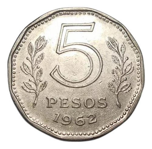 Argentina 5 Pesos 1962 - Fragata Sarmiento - Casi S Circular