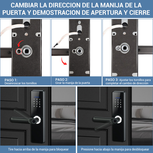 Chapa Cerradura Inteligente Electrónica Tuya Wifi 5 Maneras Negro Derecha/izquierda