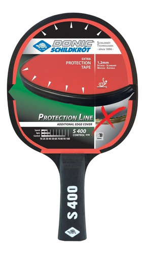 Paleta Ping Pong Donic Protection Line 400 Protector Olivos Color Negro Tipo de mango FL (Cóncavo)