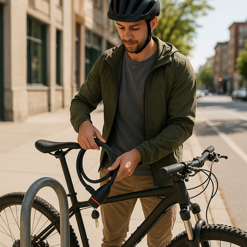 Trava Corrente Cadeado Para Bicicleta Com Chave Ciclismo