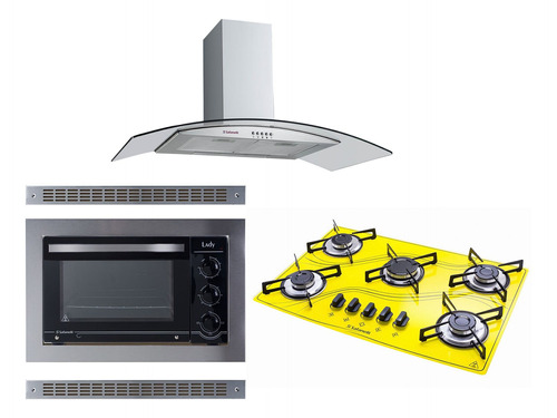 Kit Safanelli Coifa 90 Cm + Forno Embutir + Cooktop 5 Bocas Cores