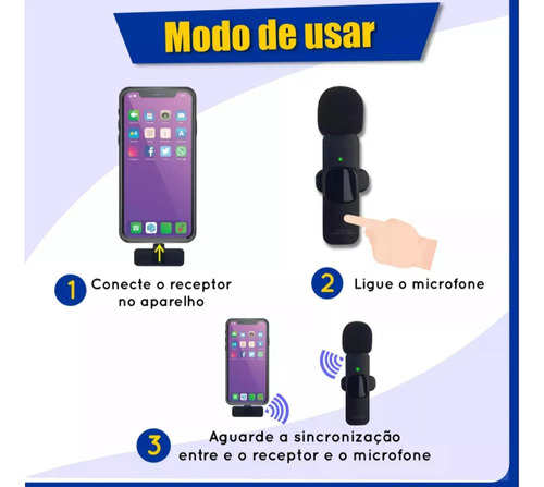 Microfone De Lapela Duplo Sem Fio Kaidi Kmf6-c Usb Tipo-c