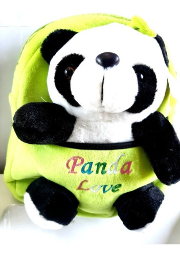 Mochila Escolar Infantil Preescolar Felpa Panda Love Oso