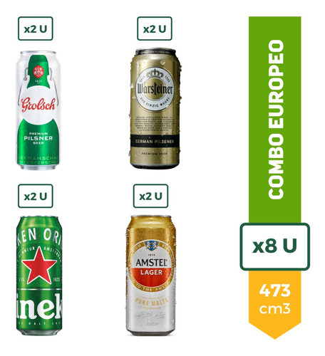 Imagen 1 de 9 de Cerveza Grolsch X2 Warsteiner X2 Heineken X2 Amstel Lager X2