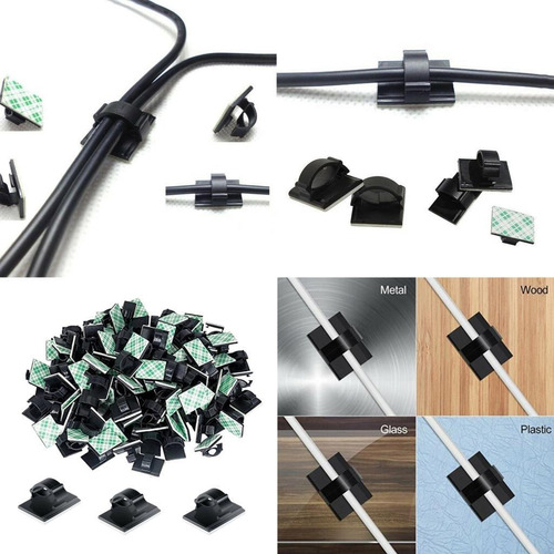2x100pcs Clips De Cables Adhesivos Organizador De Cablesaa