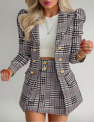 Bx) Traje Set De 2 Piezas Sacó Falda Y Top For Dama