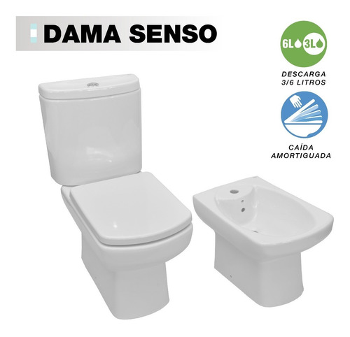  Juego De Baño Roca Dama Senso + Asiento Amortiguado Origina