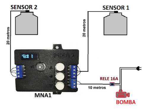 Medidor Nivel Agua Tinacos Ultrasonico 20m Control Bomba 16a