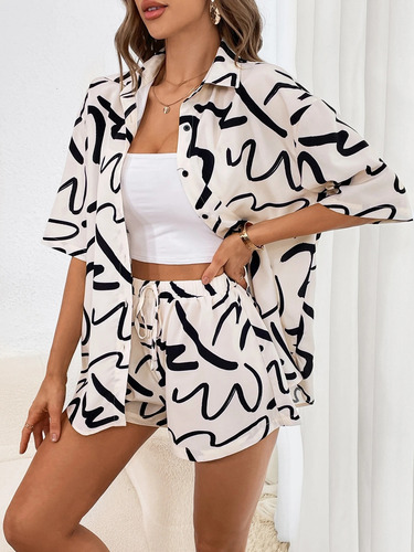 Conjunto De Camisas Señoras De 2 Piezas, Ropa Casual Junto A Beige Xl