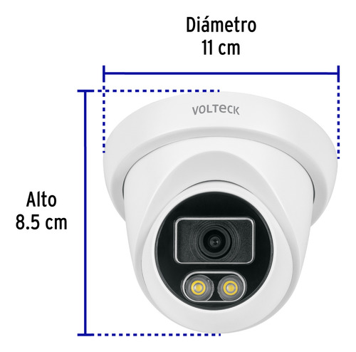 Cámara tipo domo, 2 MP, Lente 3.6mm, Tetrahíbrida, Volteck CTV-21A, Color Blanco