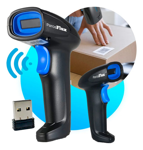 Leitor Código De Barras Sem Fio Usb De Mão Bar Code Scanner 1d Laser Linear Cor Preto