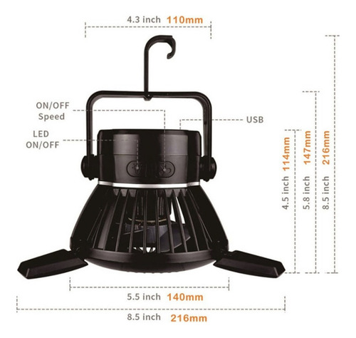 Hnventilador Solar Recargable Dos En Uno Linternatr