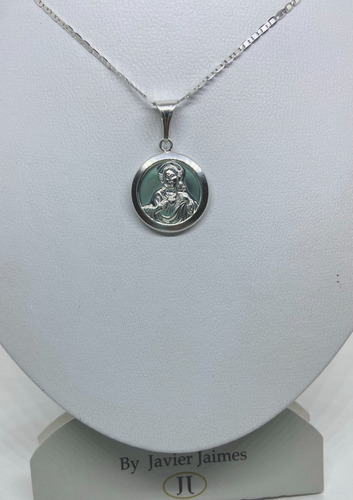 Medalla Sagrado Corazón/virgen Del Carmen+cadena, Plata 925