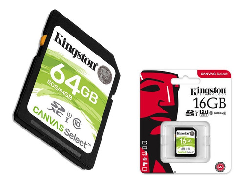 Memo Camara Sd Hc Kingston Canvas 16gb C10 80 Mb/s Hd