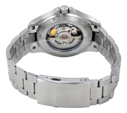 Reloj pulsera Hamilton King auto con correa de acero inoxidable color acero - fondo negro