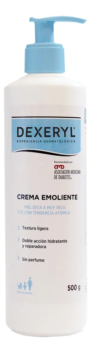 Crema Corporal Emoliente Dexeryl Crema Hidratante y Reparadora para Piel Seca Muy Seca y/o con Tendencia Atópica Textura Ligera Ideal para Rutina de Skincare Sin Perfume 500g