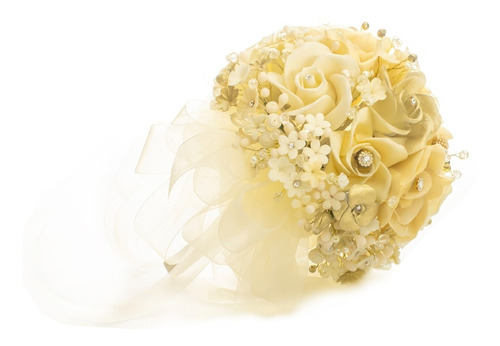 Ramo Novia Boda Xv Años+tocado Elegante Grande Modelo