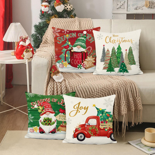 Bonhause Gnomes De Navidad Cubiertas De Almohada De 18x18 Pu