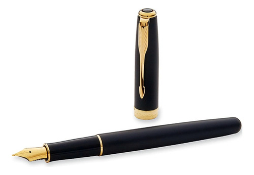 Lapicera Parker Sonnet Mate Negra Gt Pluma Oro 