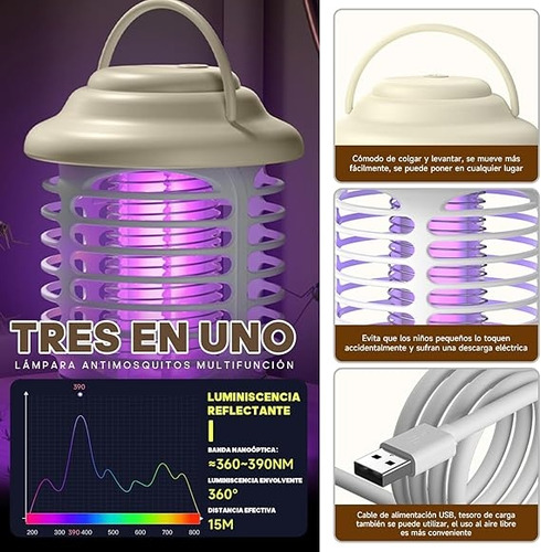 20w Lámpara Para Mosquitos, Bylifity 4200v Matamosquitos Con Luz Led Para Exteriores, Trampas De Mosquitos, Trampa De Moscas, Antimosquitos Electrico Con Enchufe Para Patios Y Jardines
