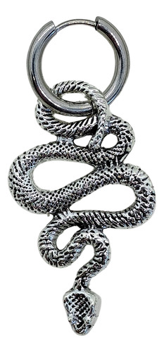 Aro Argolla Acero Con Serpiente Colgante Punk 1 Unidad