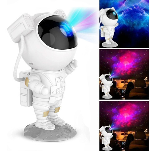 Luminaria Projetor Infantil Astronauta Abajur Led Giratoria Cor da cúpula Branco Cor da estrutura Branco