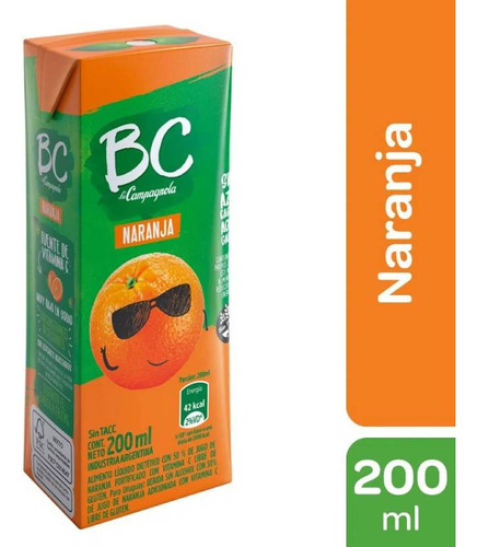 Jugo Bc Naranja 200cc Pack 24 Unidades