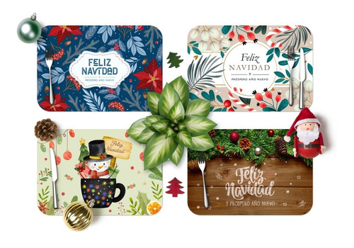 Fascinantes Tapetes Navideños Para Mesa 12 Pz