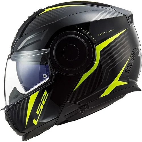 Casco Abatible Para Moto Ls2 Ff902 Scope Skid Negro/amarillo Color Negro Tamaño del casco L
