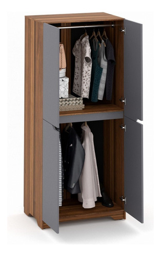 Mueble Closet Ropero De 4 Puertas Nuuk Concept P/ Recámara Color Pakan/gris