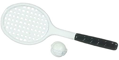 Dolls House Tennis Set 1:12 Scale Racket &amp; Ball Miniatur