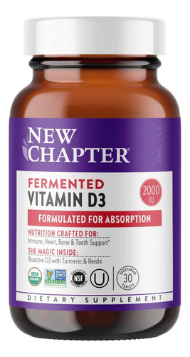 Vitamina D3 Fermentada 2000 Iu New Chapter 30 Tabletas