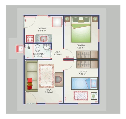 Casa Pré-fabricada Em Aço Lsf - Somente Estrutura (42m2)