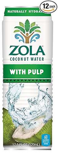Zola 100% Natural Agua De Coco Con Pulpa, 17,5 Onza (pack De