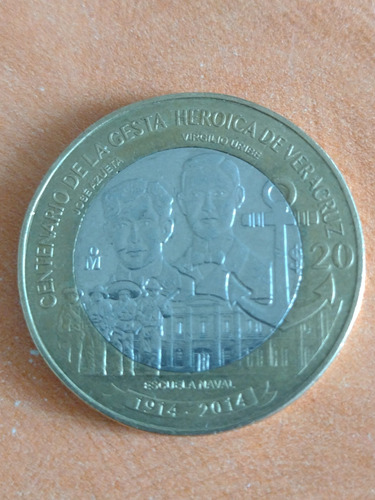 Moneda Conmemorativa De 20 Pesos Centenario Gesta Veracruz 