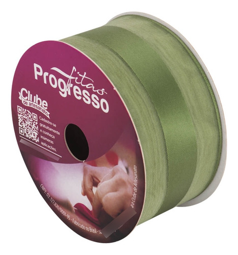 Fita Voal C/ Cetim Vce 38mm Progresso N°09 10m Cor 249 - Verde Militar