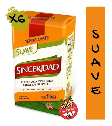 Yerba Mate Sinceridad Suave 1kg Pack X 6 Tigre