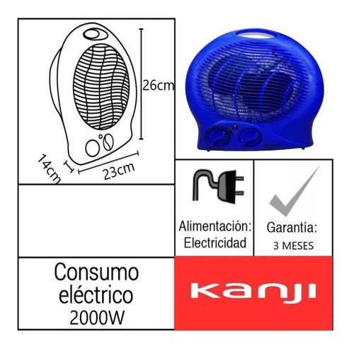 Calefactor Redondo Estufa Con Ventilador 2000 Watts Portátil