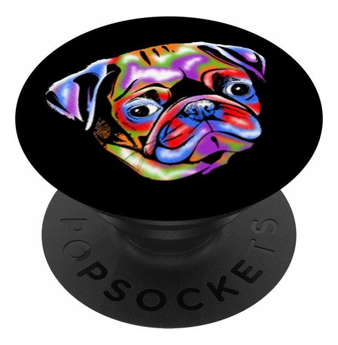 Neon Pug Cool Pop Art Perro Popsocket Agarre Soporte Para