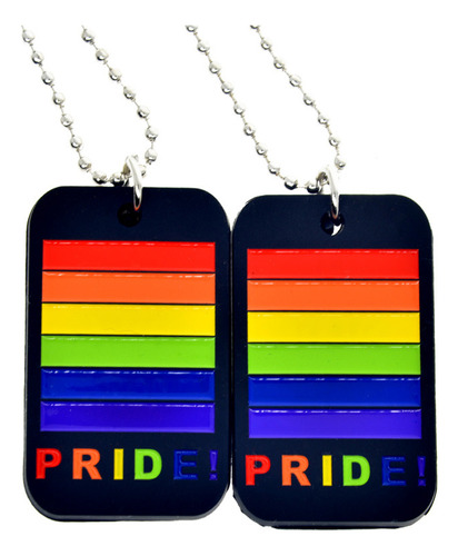 Collar Rainbow Pride Negro Con Cadena Colgante De 2 Piezas