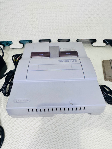 Console Super Nintendo Controle Fonte Mario World Originais Cinza