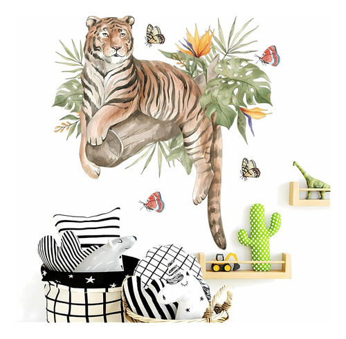 ~? Lazy Tiger Tropical Greenery Butterfly Wall Stickers, Sac