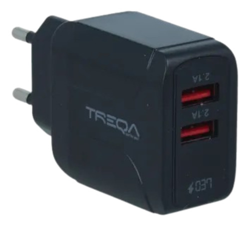 Cargador Treqa 3.1a Con 2 Puertos Usb Negro