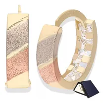 Comprar Arracadas Aretes Huggie Oro Florentino Oro Puro 14k 3 Oros Oro Florentino Mujer Dama Niña Aretes Oro 14 Kilates Aretes De Oro Regalo Mujer Oro Niña Dama Oro Puro 14k Arracadas Doble Vista Regalo Novia