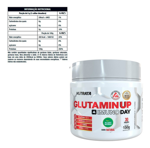 Glutamin Up Glutamina 150g - Nutrata Sabor Sem sabor