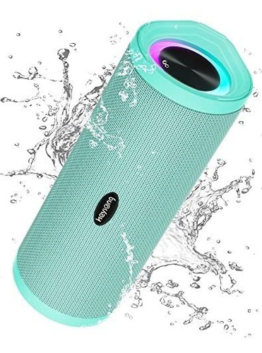 Bocina Portátil Heysong Ipx7 De 40h De Carga Led -menta