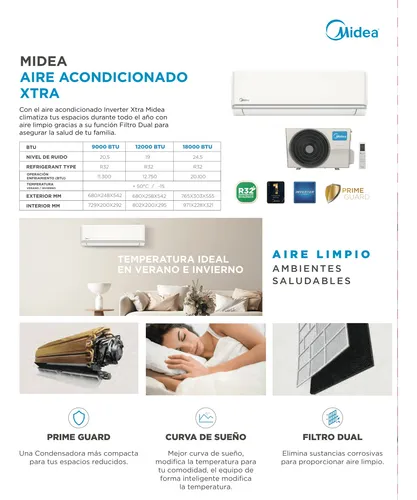 Aire Acondicinado Midea Xtra Inverter 9000 Btu