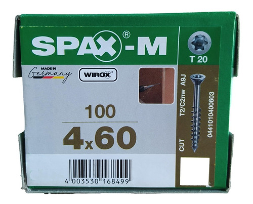 Tornillos Spax-m 4 X 60 Caja 100 Piezas Para Mdf T20