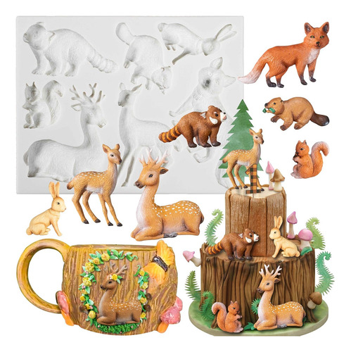 Molde De Silicona De Fondant De Animales Del Bosque Zorro Ar