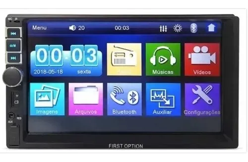 comprar Central Multimídia Mp5 2 Din Touch Espelhamento Bluetooth